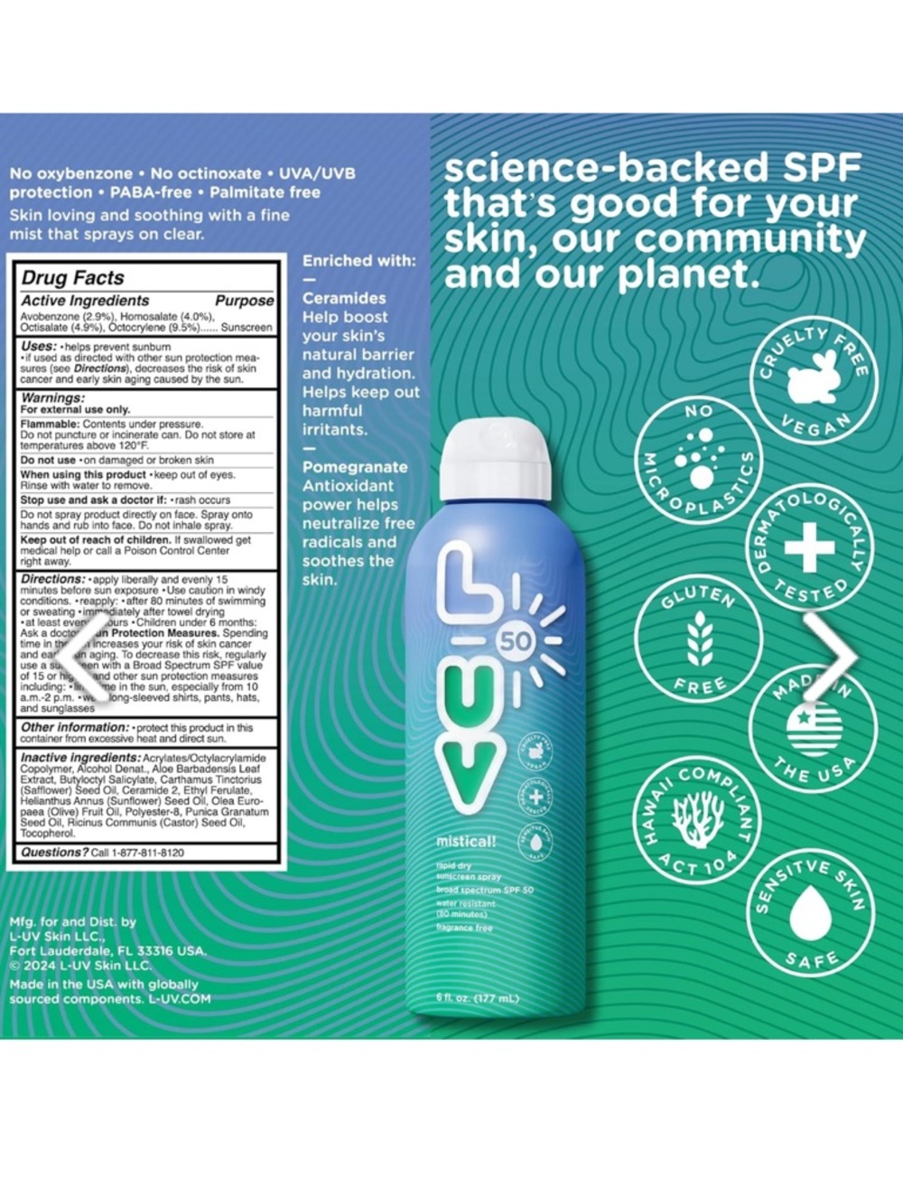 LUV Mistical SPF 50 Broad Spectrum Sunscreen Spray - 6fl oz - Picture 2 of 5